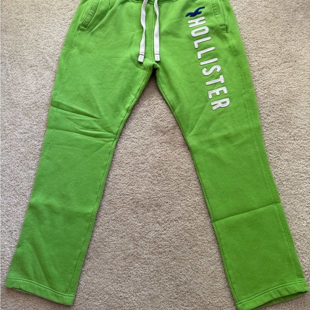 Hollister Green Sweatpants with White Logo
